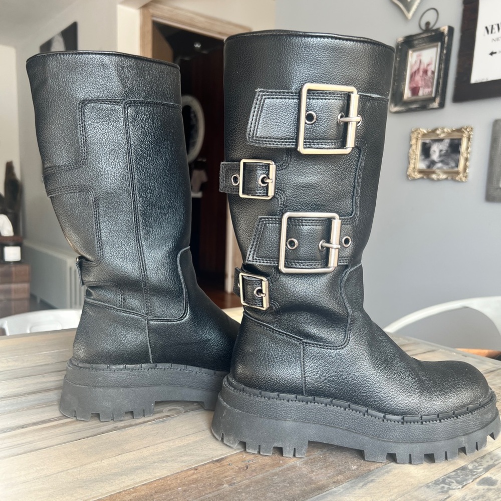 Zara buckled lug sole boots